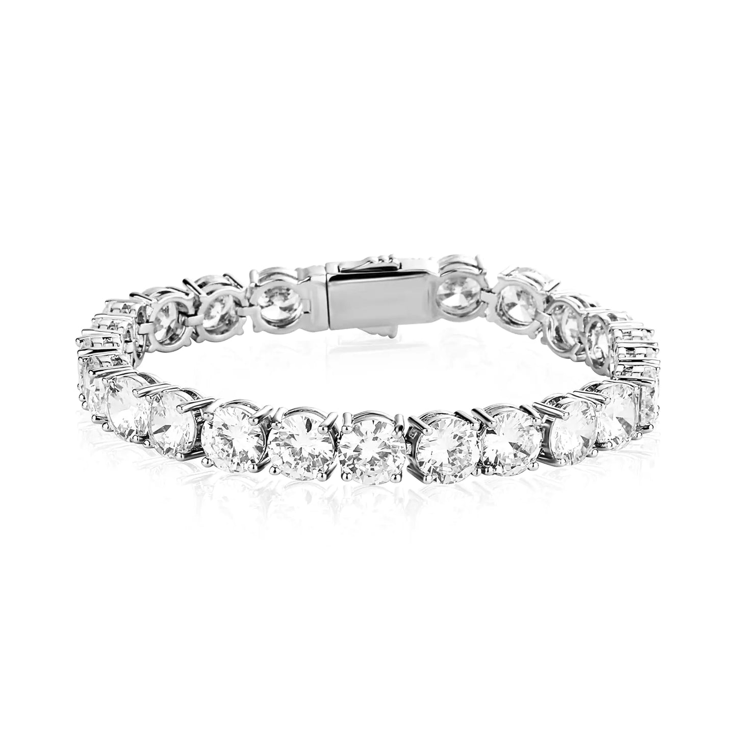 14K White Gold Plated Iced Out Braceket Diamonds