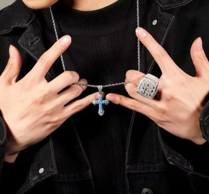 Zircon Cross Necklace Unisex
